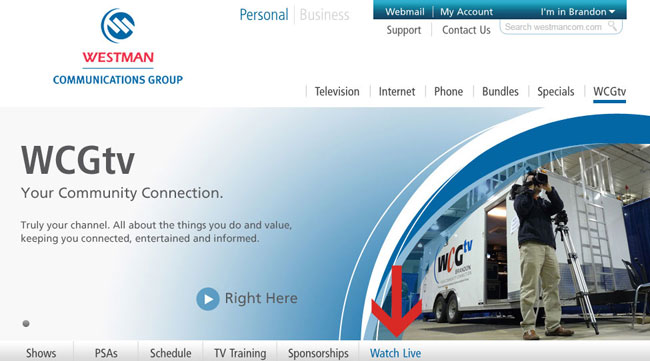 A screenshot of Westman Communications website homepage