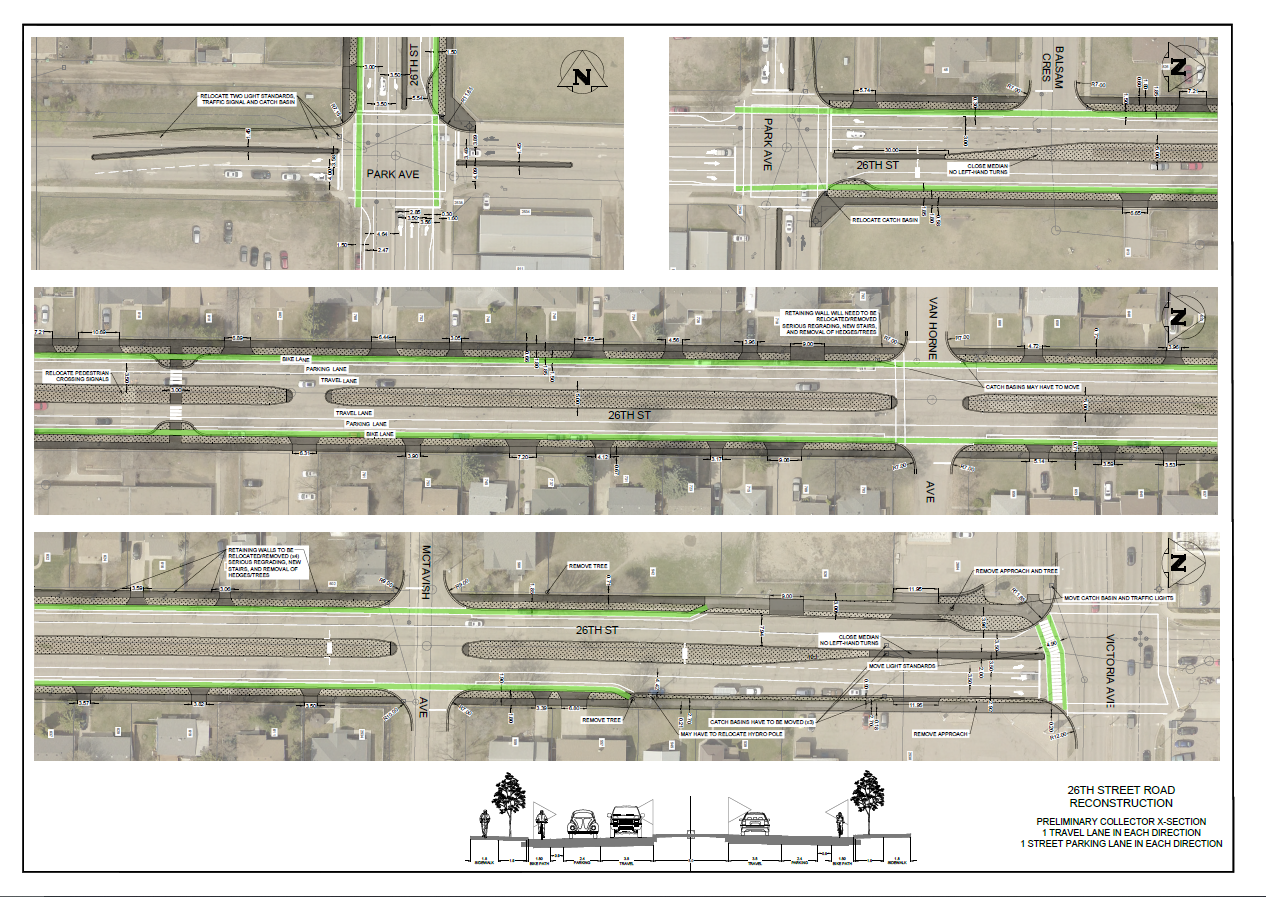 Buffered and Protected bike lanes aerial