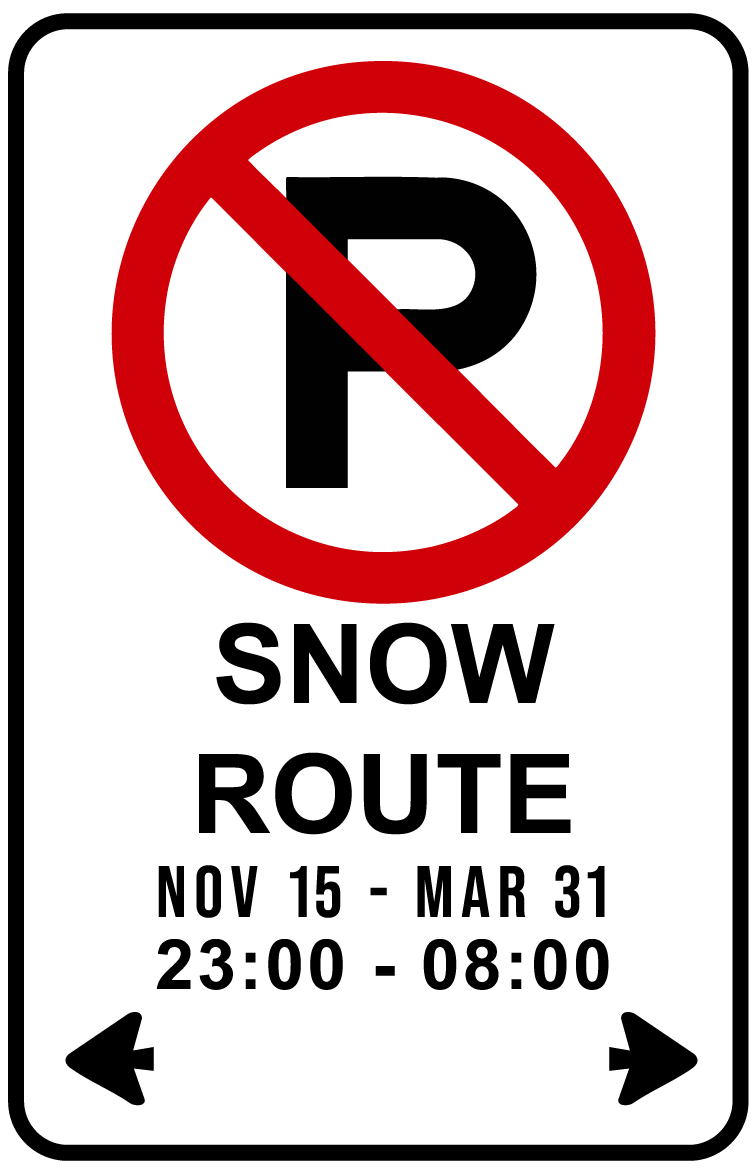 no parking sign for snow routes