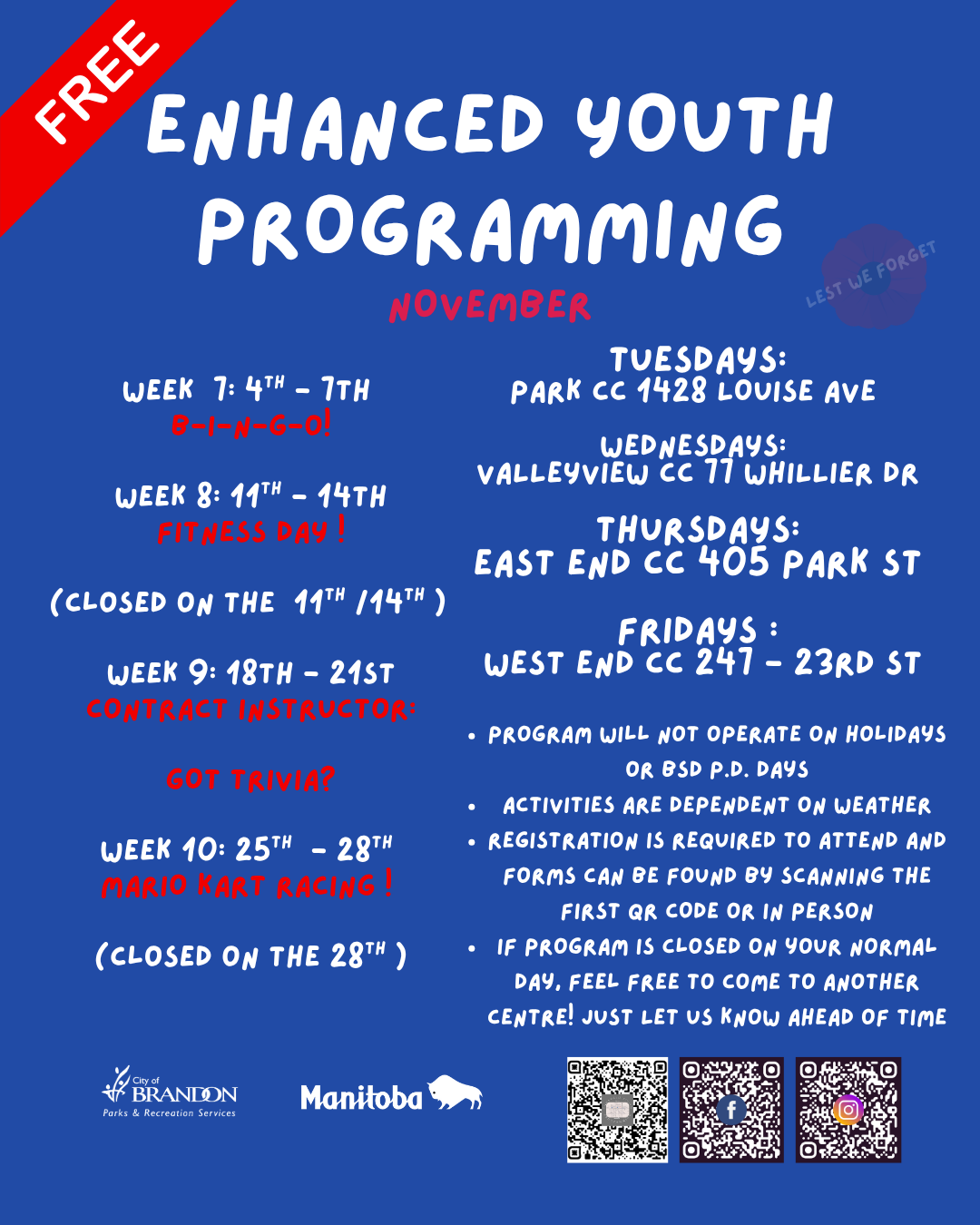 Enhanced Youth Programming - November