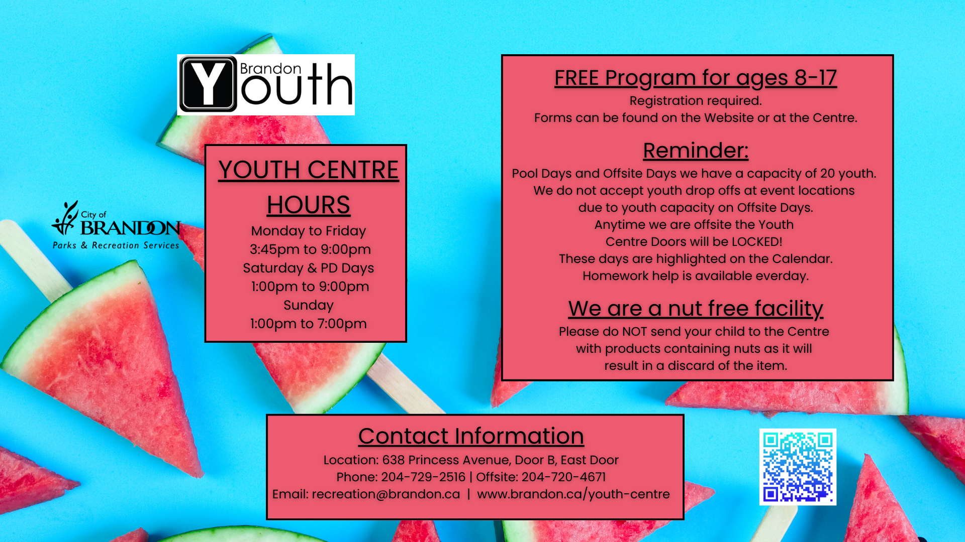 Youth Centre June 2026 Calendar - back