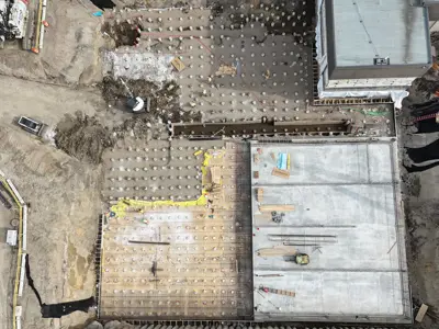 Piles complete for building foundation