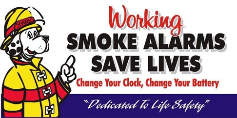 Working smoke alarms save lives! Change your clock, change your battery.