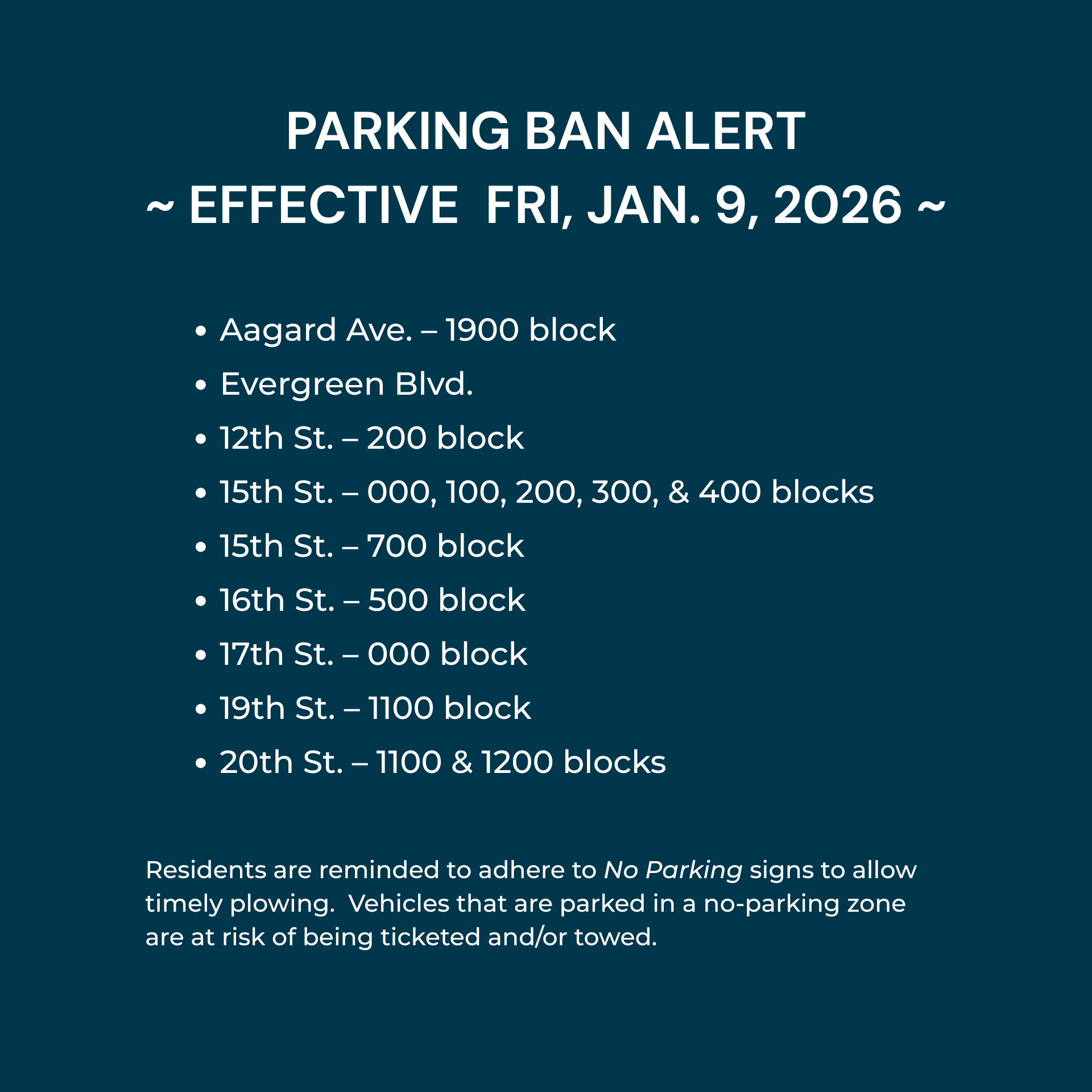 Parking Ban Alert