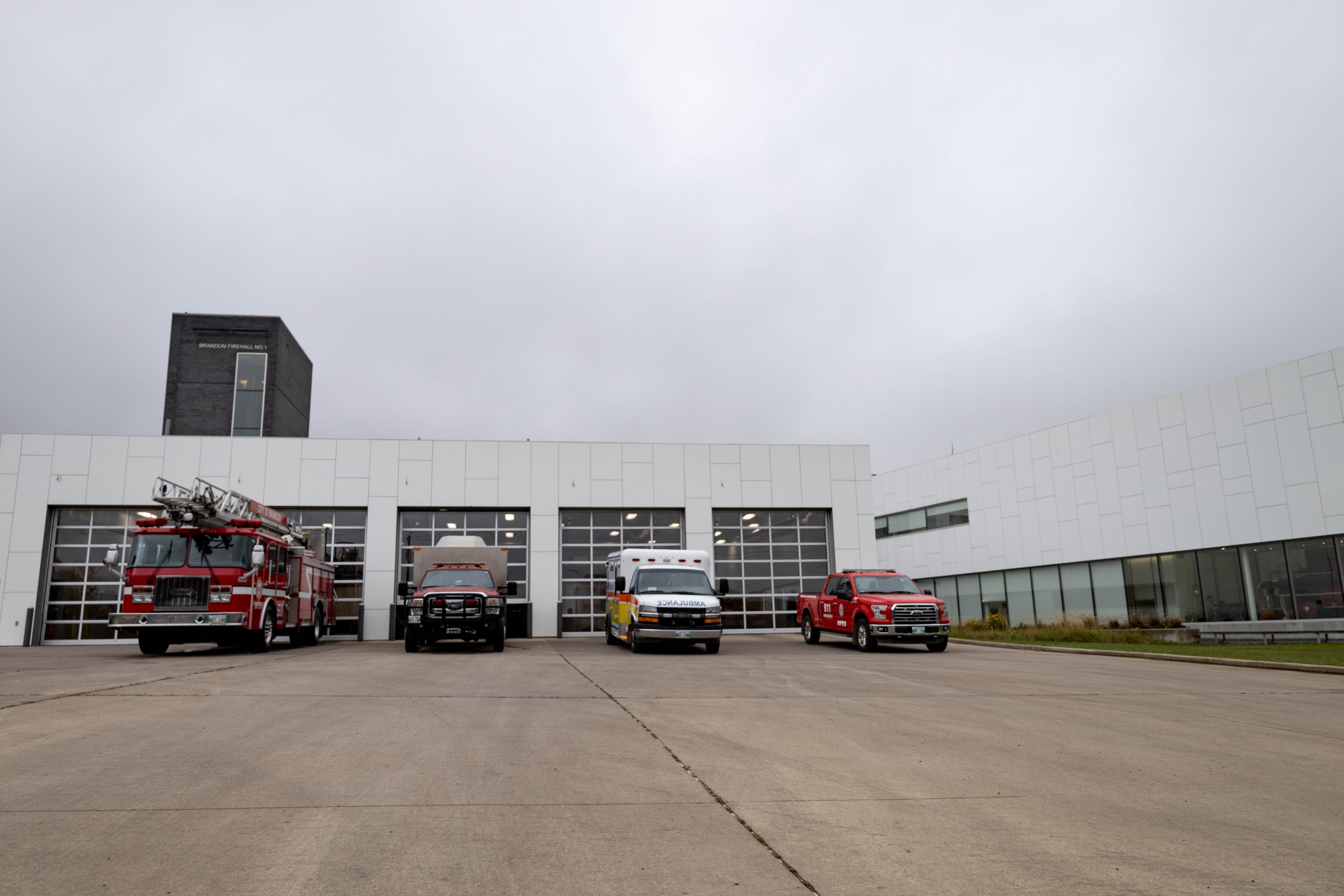 Emergency Vehicles in front of the Firehall